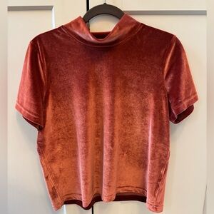 Madewell Velvet Short Sleeve Top in Rust